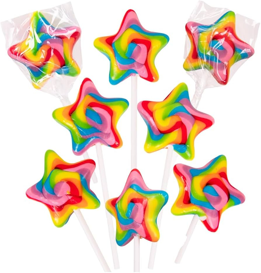 Rainbow Star Lollipops Swirl 18 PCS- Star Shaped Lollipop - Bulk Lolipop Candy Suckers Treats - S... | Amazon (US)