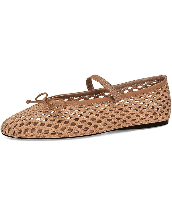 ZJGZF Woven Ballet Flats for Women Cute Raffia Mary Janes Bow Elastic Strap Summer Straw Comforta... | Amazon (CA)