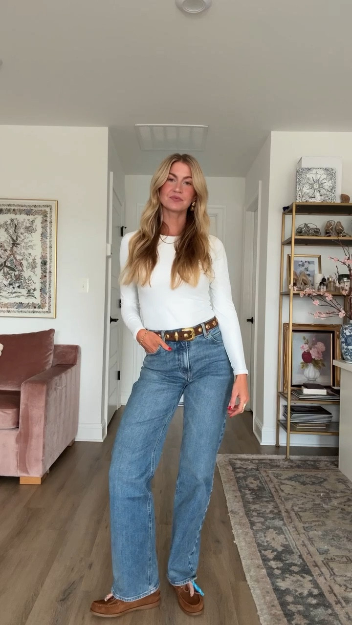 Lots of good basics today! They just restocked this long sleeve body suit! 
Top: runs TTS, wearing a S ( not see through!)
Jeans: run slightly small, I rec sizing up 1 size. No waist gap! Shade is: Seeing Bleu Again
Cognac suede leather boat shoe: runs TTS 

#LTKSeasonal #LTKStyleTip #LTKBeauty