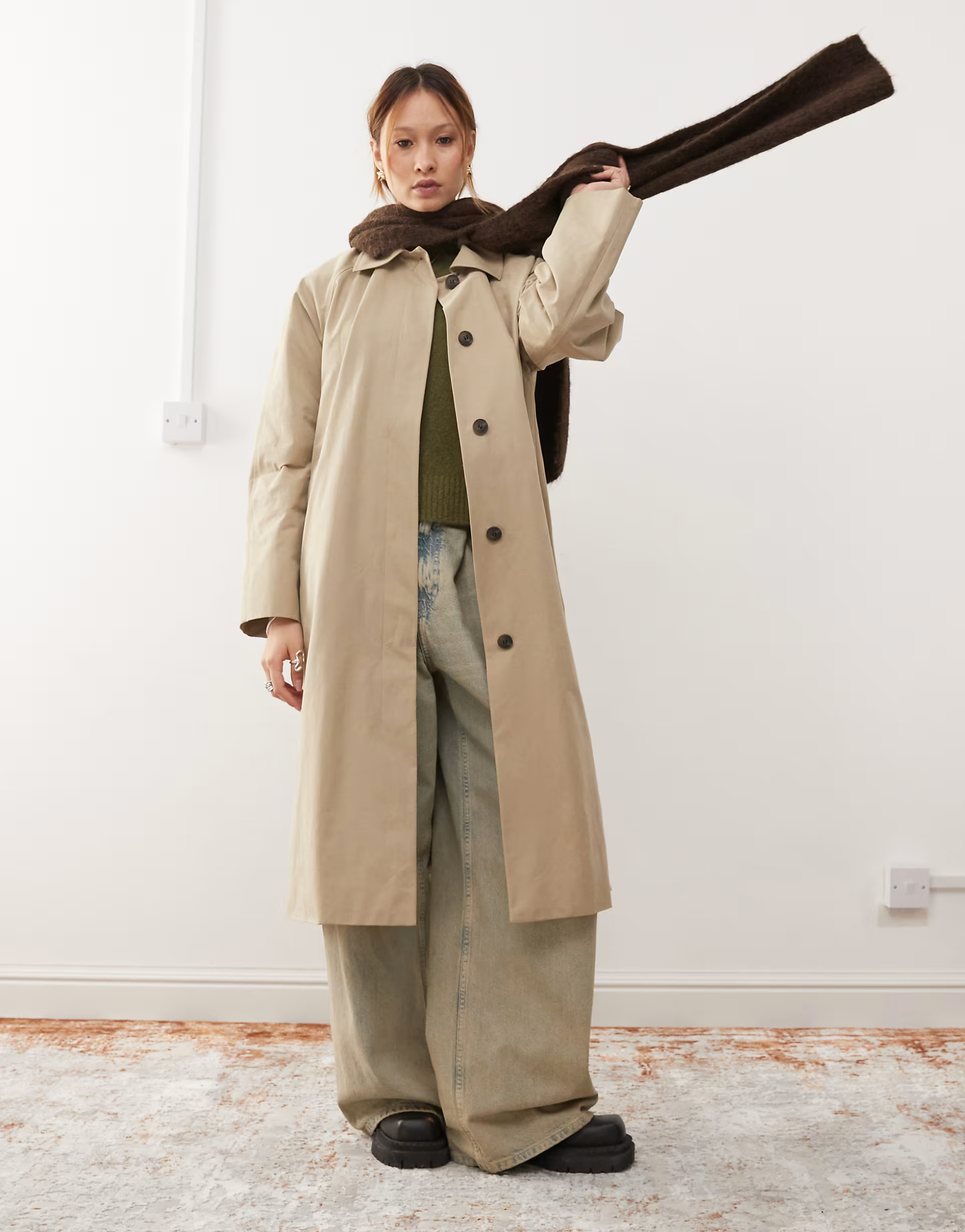 Weekday Nara oversized car coat in beige | ASOS (Global)