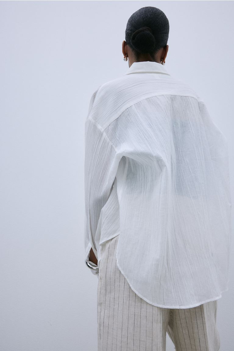 Crinkled Cotton Shirt - White - Ladies | H&M US | H&M (US + CA)