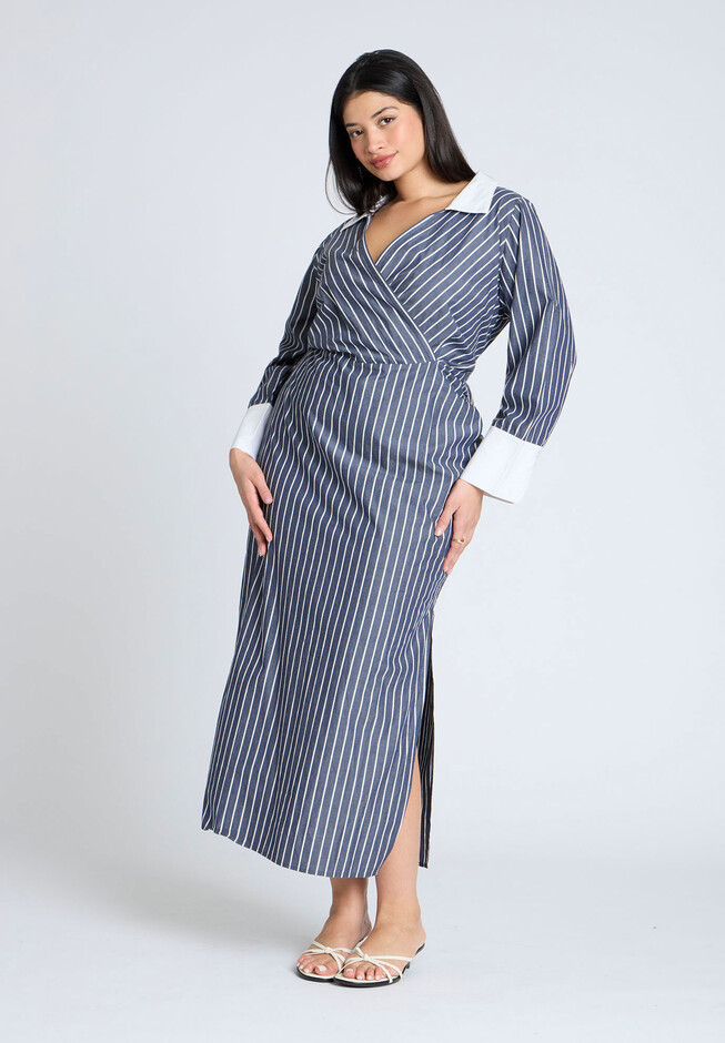 Striped Midi Shirt Dress | Eloquii