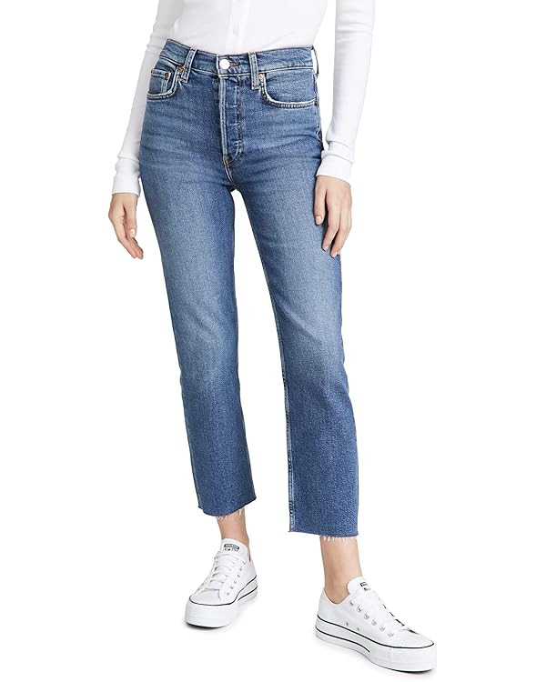 RE/DONE Women's High Rise Comfort Stretch Stove Pipe Jeans | Amazon (US)