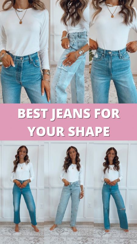 ✨If you're an inverted triangle consider a pair of jeans that will emphasize your bottom half. Jeans with pocket detailing or embellisments are an amazing choice! 

✨If you're a pear shape, consider choosing a boot or straight cut to balance the hip to shoulder ratio. 

✨Finally hourglass figures look stunning in high rise wide leg jeans - find a curvy style option and you're golden. 

✨When in doubt straight leg is a safe option for all shapes. 🙌🏽

#LTKfindsunder100 #LTKfindsunder50 #LTKstyletip