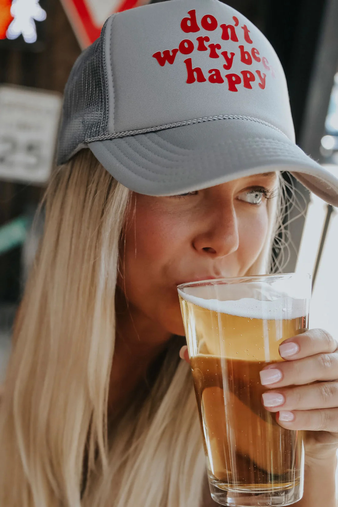 friday + saturday: dont worry beer trucker hat | RIFFRAFF