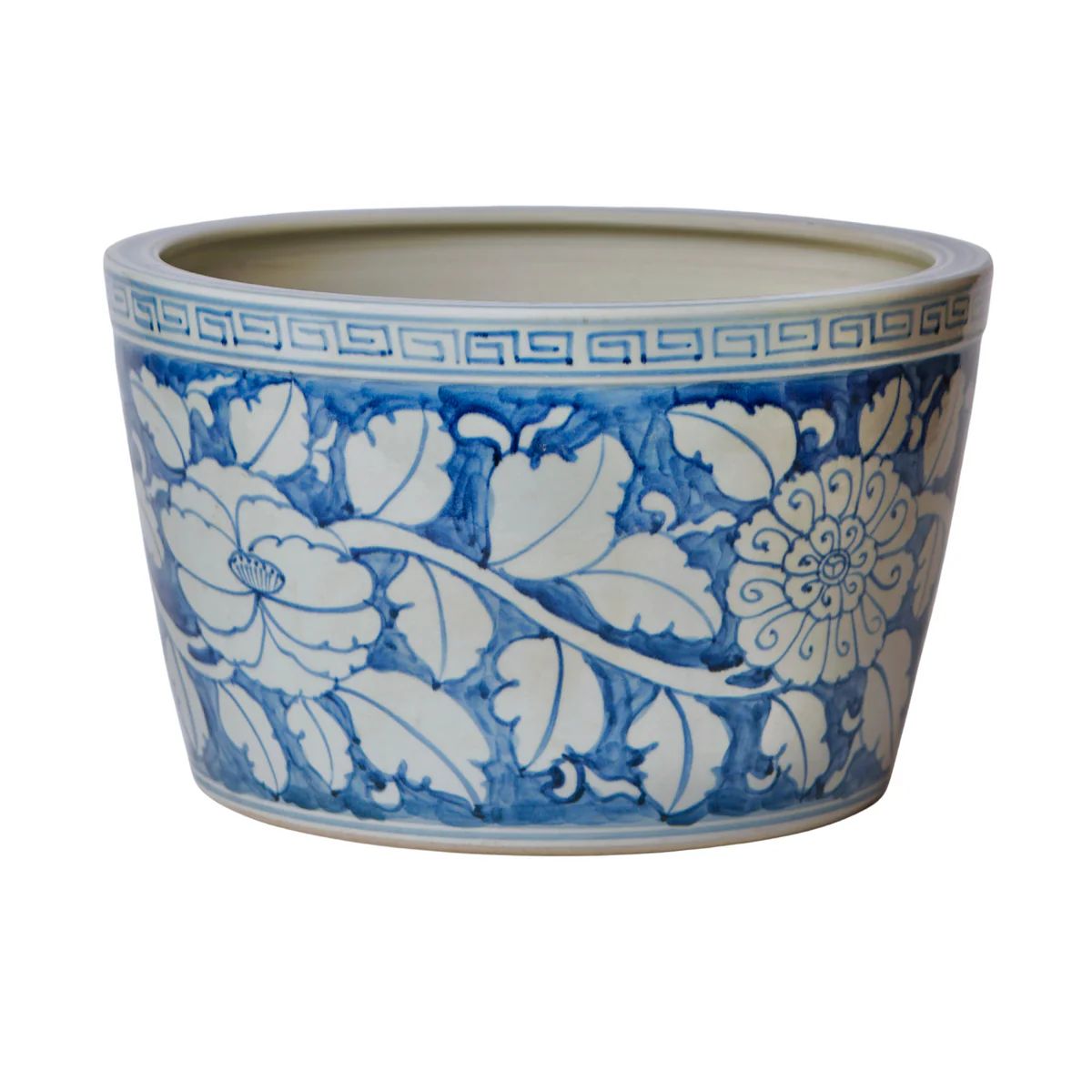 Blue and White Porcelain Peony Floral Planter | The Well Appointed House, LLC
