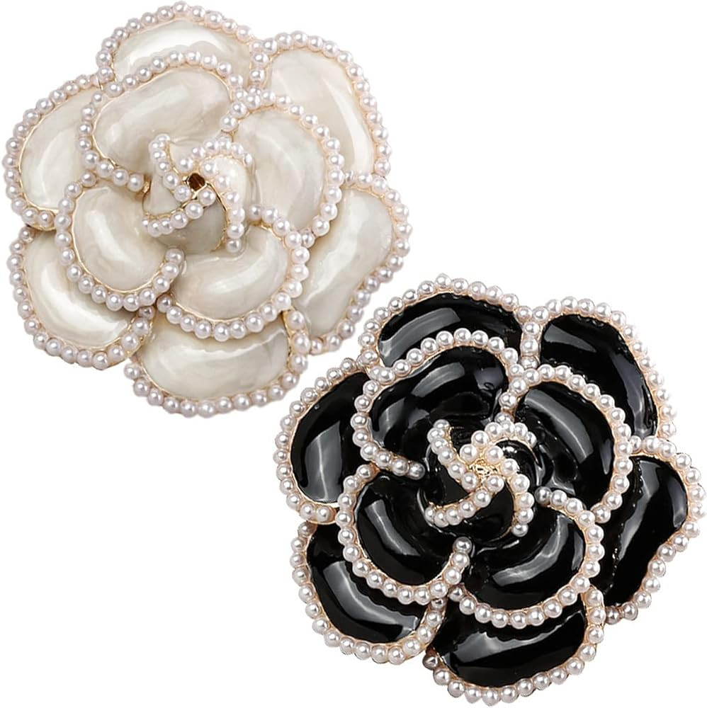 2 Pieces Flower Brooch Pin Petal Elegant Exquisite Art Brooch for Women Wedding Banquet Party | Amazon (US)