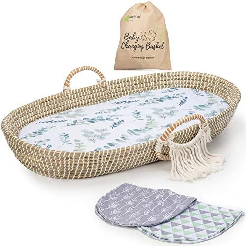 Amazon.com: Moses Basket for Babies with Foam Changing Pad - Baby Changing Basket with 3 Waterpro... | Amazon (US)