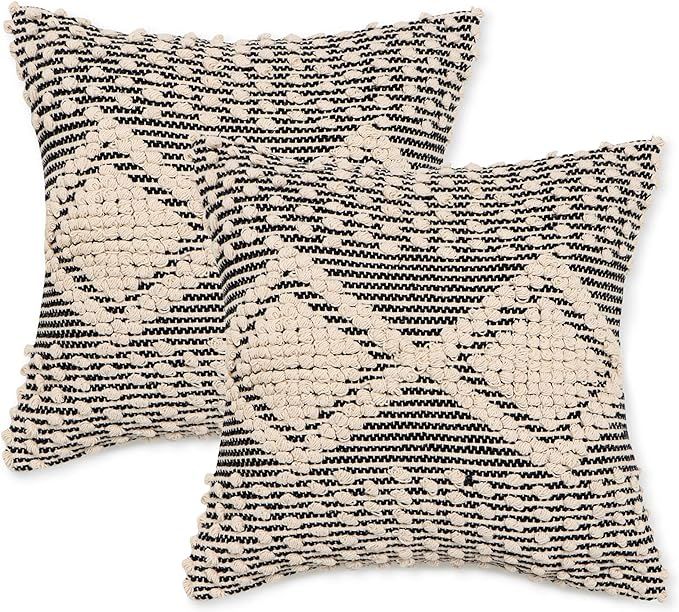 REDEARTH Textured Throw Pillow Cushion Covers-Woven Tufted Decorative Farmhouse Cases Set for Cou... | Amazon (US)