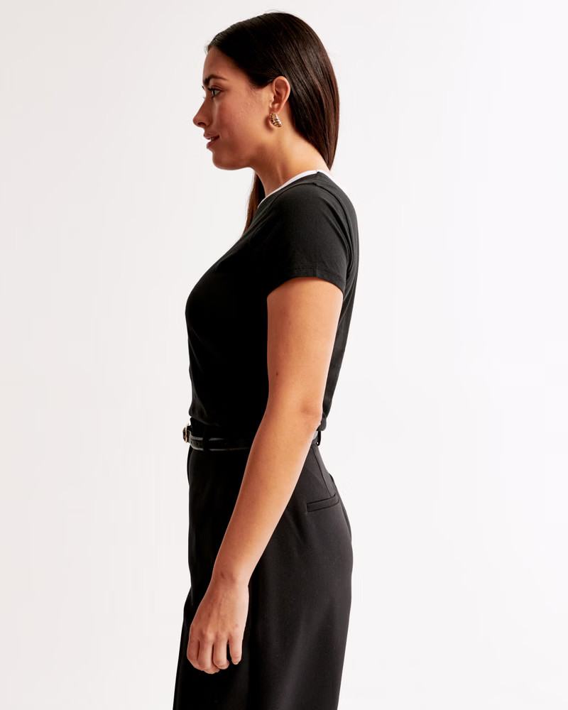 Women's Essential Polished Body-Skimming Tee | Women's 25% Off All Tees | Abercrombie.com | Abercrombie & Fitch (US)