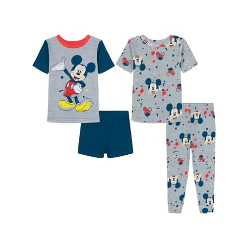Disney Boys' 4-Piece Snug-fit Cotton Pajama Set, Soft & Cute for Kids, SPLATTER MICKEY, 4T | Amazon (US)