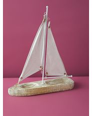17in Wood And Cloth Sailboat | HomeGoods