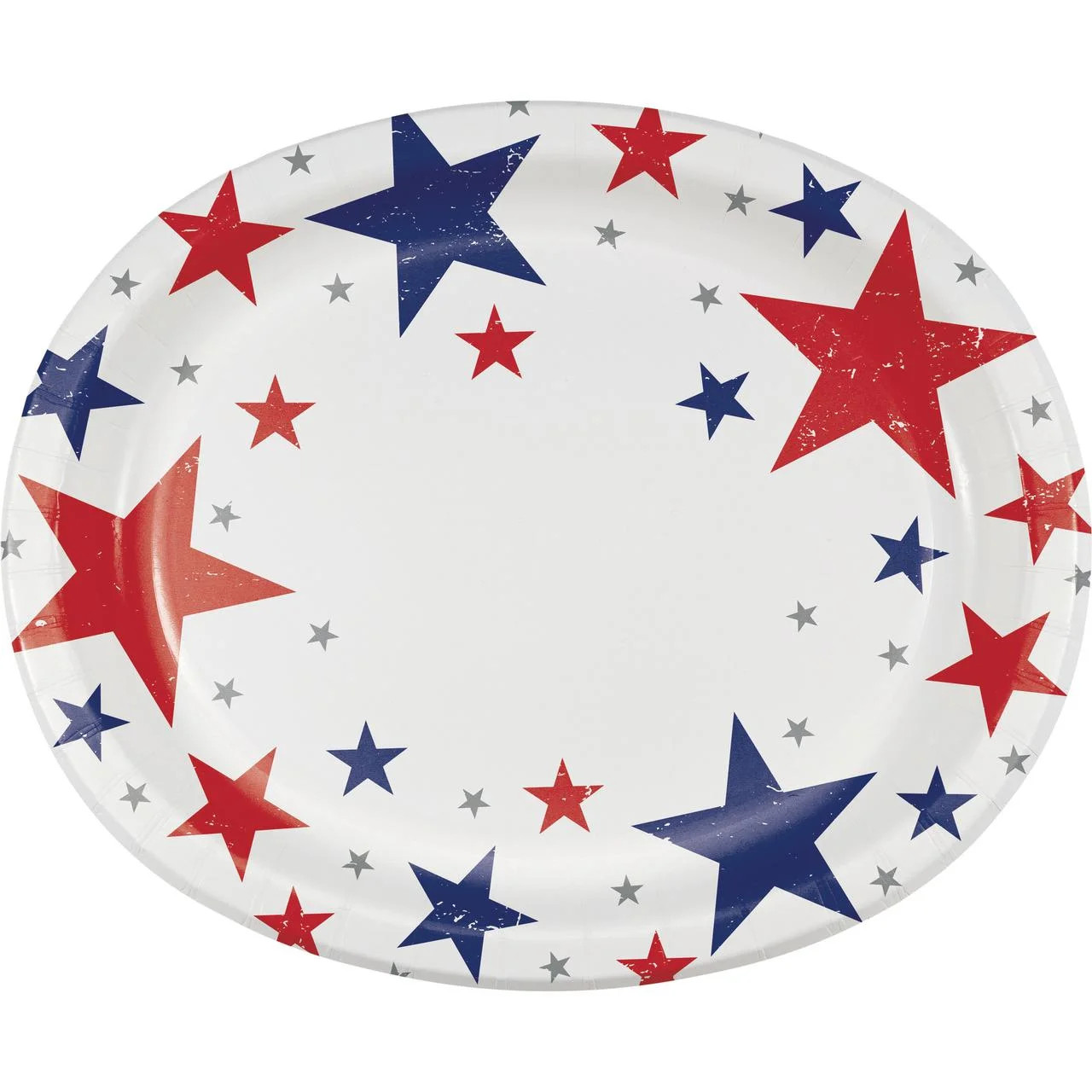 Way to Celebrate Patriotic Distressed Stars Oval Paper Plates 8 ct - Walmart.com | Walmart (US)