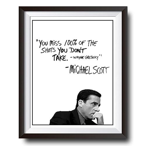 Michael Scott Motivational Quote Poster - You Miss 100% Of The Shots You Dont Take Wayne Gretzky ... | Amazon (US)