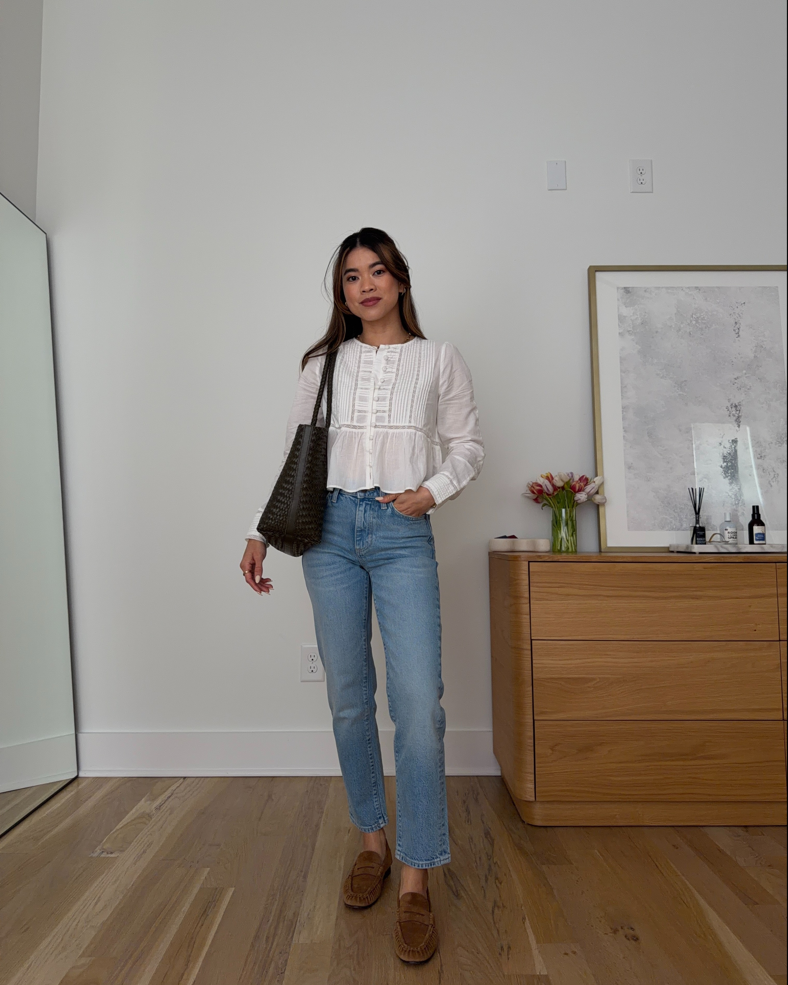 Sizing info:
•blouse size 2 
•jeans size 24 (I’d recommend sizing up if you’re between sizes) in vintage light blue 

petite fashion, get dressed with me, outfit inspiration, ootd, nashville outfit, Nashville influencer, petite style, vacation style, casual outfits, mom style, petite pants, spring outfits, spring outfit info, spring pants, spring outfit idea, spring top, spring bag, spring blouse, spring shoes, spring jeans, aritzia jeans  
@Aritzia 
 

#LTKootd #LTKSeasonal #LTKPetite