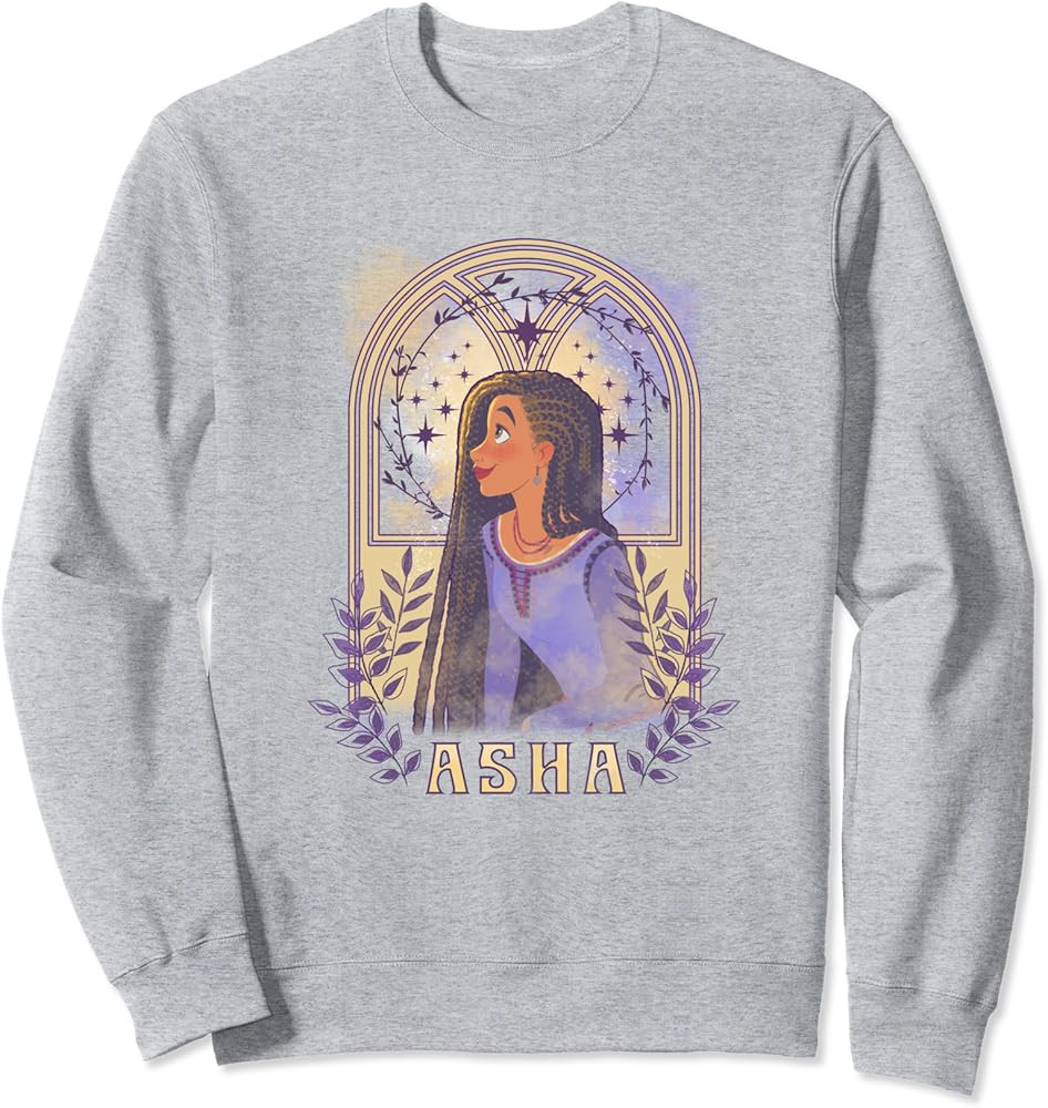 Disney Wish Asha & Star Watercolor Nouveau Window Portrait Sweatshirt | Amazon (US)