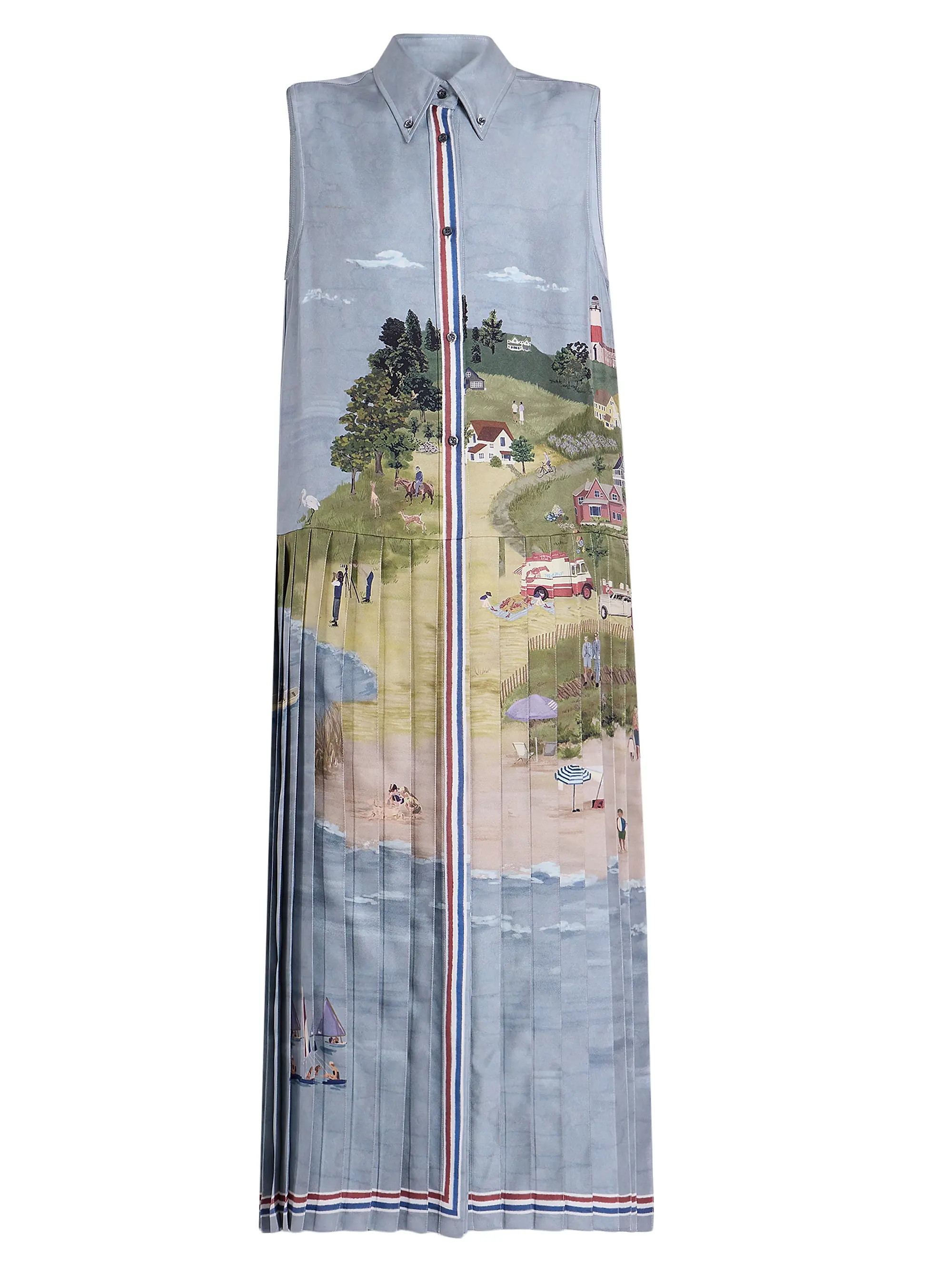 Thom Browne Scenic Coastline Silk Shirtdress | Saks Fifth Avenue | Saks Fifth Avenue