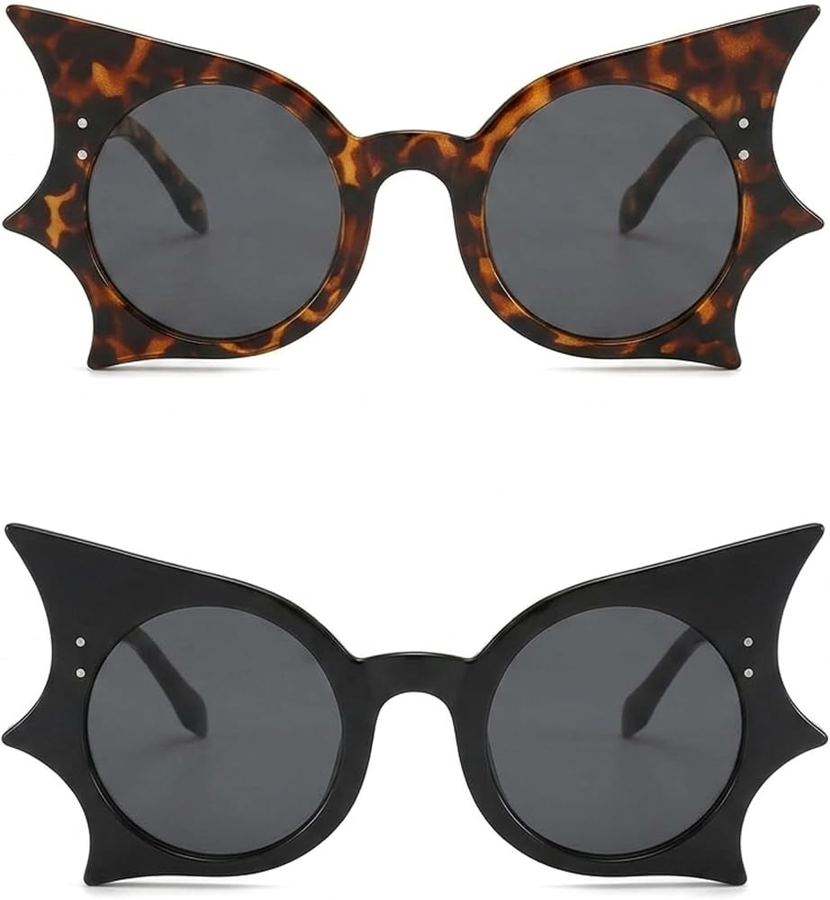 2PCS Bat Sunglasses, Gothic, Gothic Sunglasses with Black and Tofu Frames, Gray Lenses for Hallow... | Amazon (US)