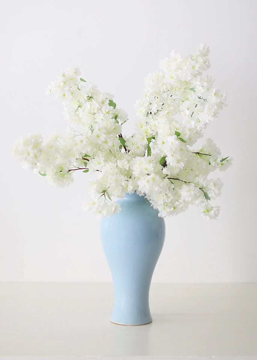 Ceramic Blue Tall Glossy Vase - 16 | Afloral