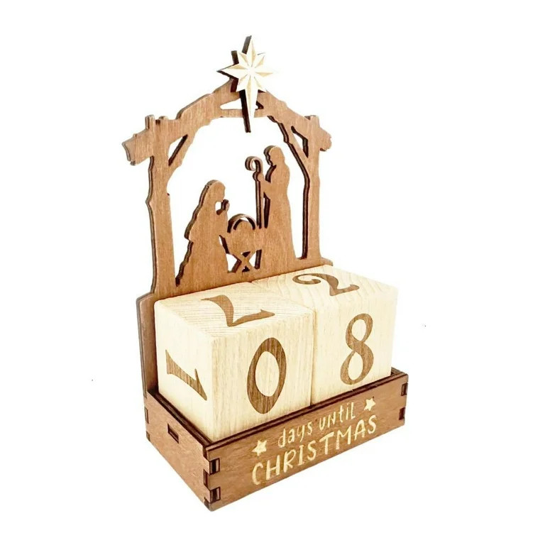 Christmas Countdown Calendar Christmas Countdown Wood Block Set,Christmas Advents Number Countdow... | Walmart (US)
