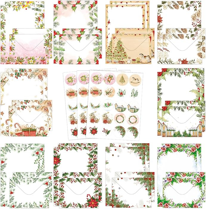 160 PCS Christmas Stationery Set with Envelopes and Stickers, 50 Writing Papers 50 Matching Envel... | Amazon (US)