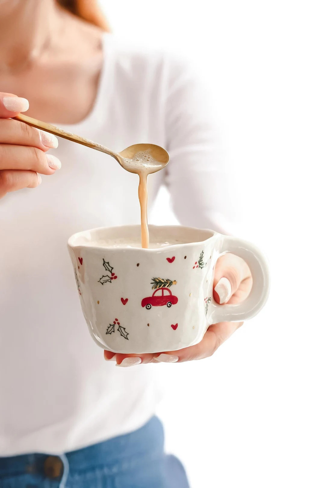24k Gold Christmas Mug, Ceramic Cute Red Car Cup, Unique Xmas Gift Coffee Mug, Holiday Tea Mug, M... | Etsy (US)