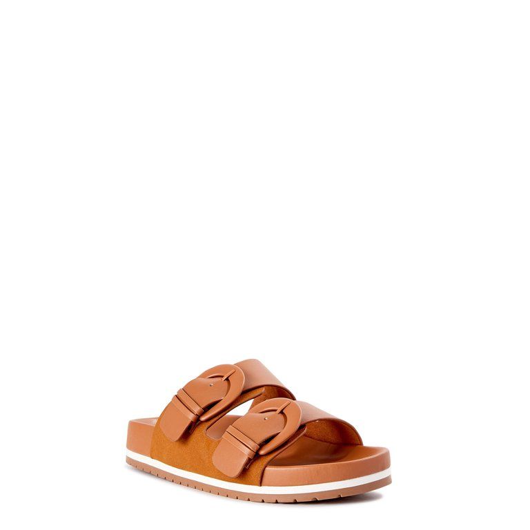 Time and Tru Women's Footbed Slide Sandals - Wide Width Available | Walmart (US)