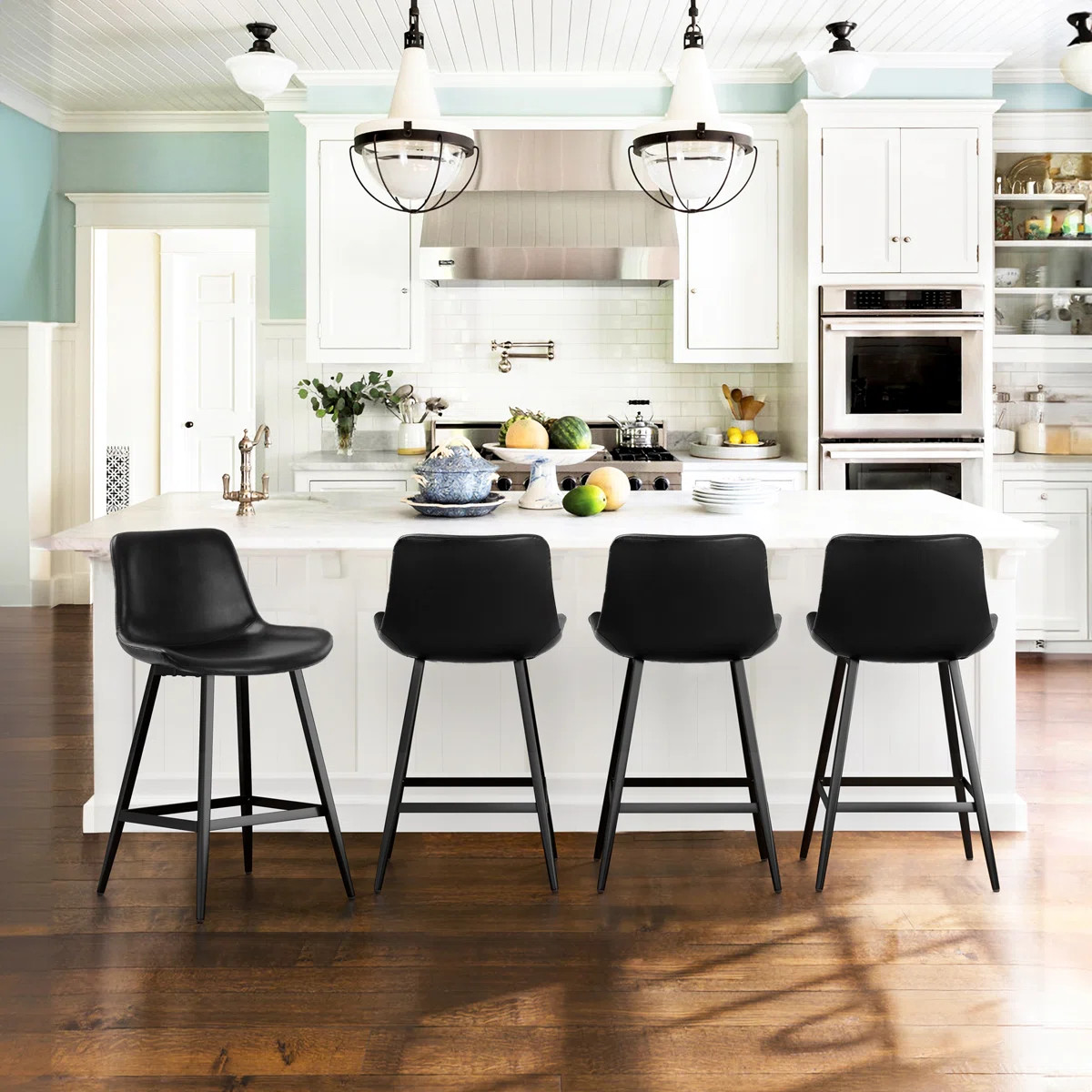 Rasnick Upholstered Counter Stool with Metal Frame (Set of 4) | Wayfair North America