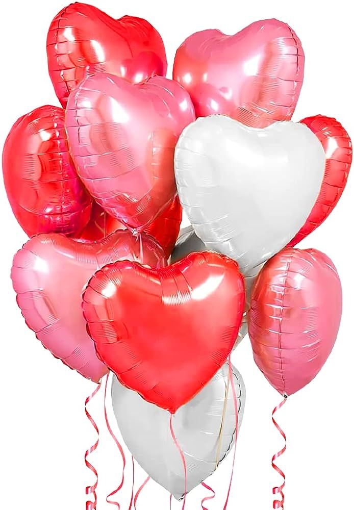 Heart Foil Balloons for Valentines Day Decorations, I Love You Balloons,Valentines Day Balloons,R... | Amazon (US)