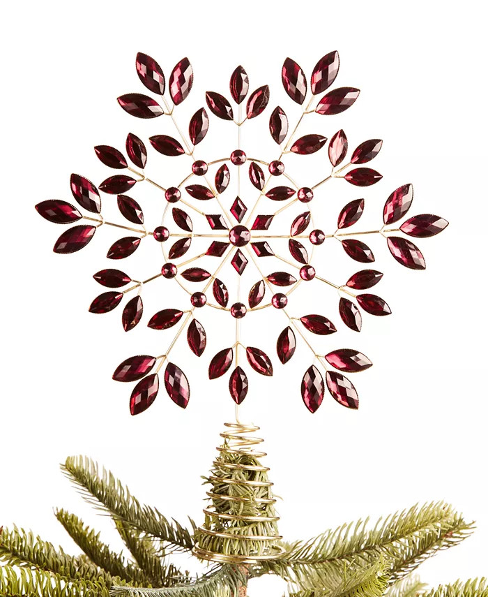 Burgundy and Blush 13"H Tree Topper Decoration Gold-Tone with Burgundy Colored Gemstones, Created... | Macy's Canada