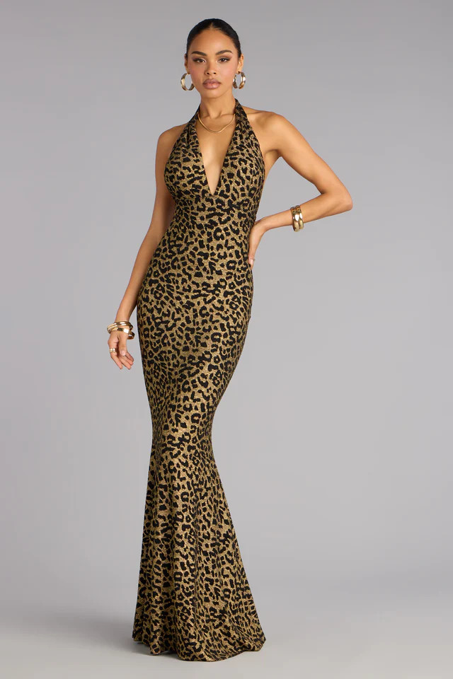 Diana Glitter Leopard Mermaid Formal Dress | Windsor Stores