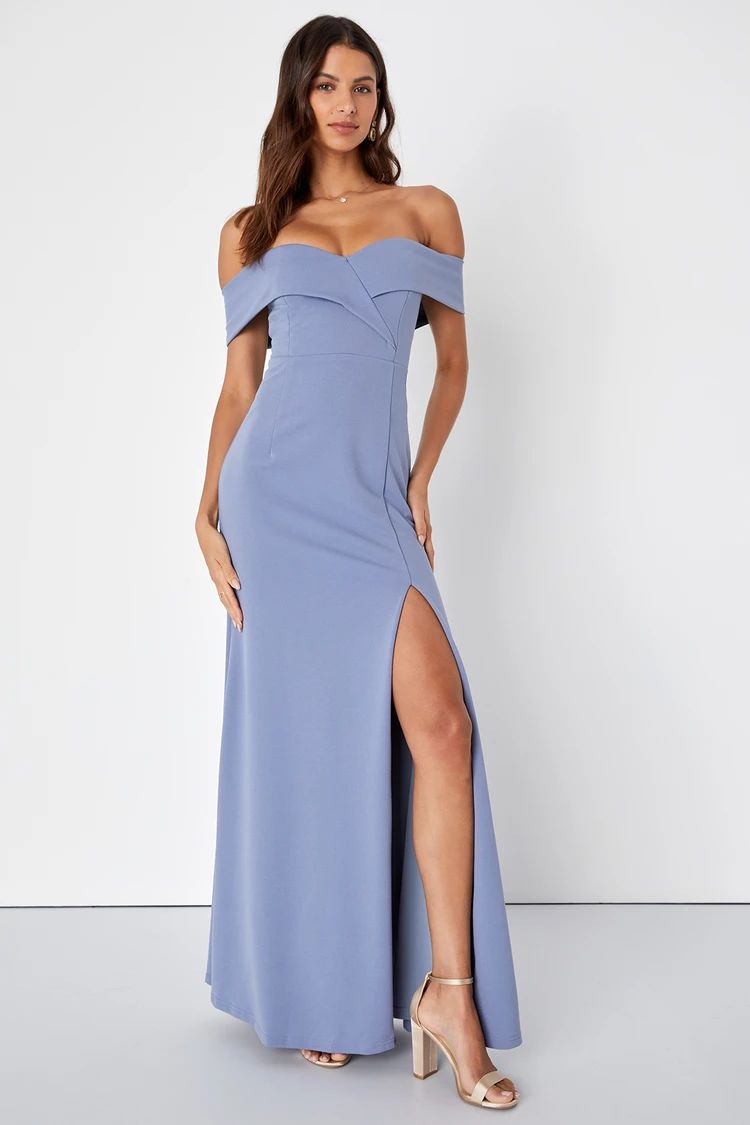 Song of Love Blue Grey Off-the-Shoulder Maxi Dress | Lulus (US)