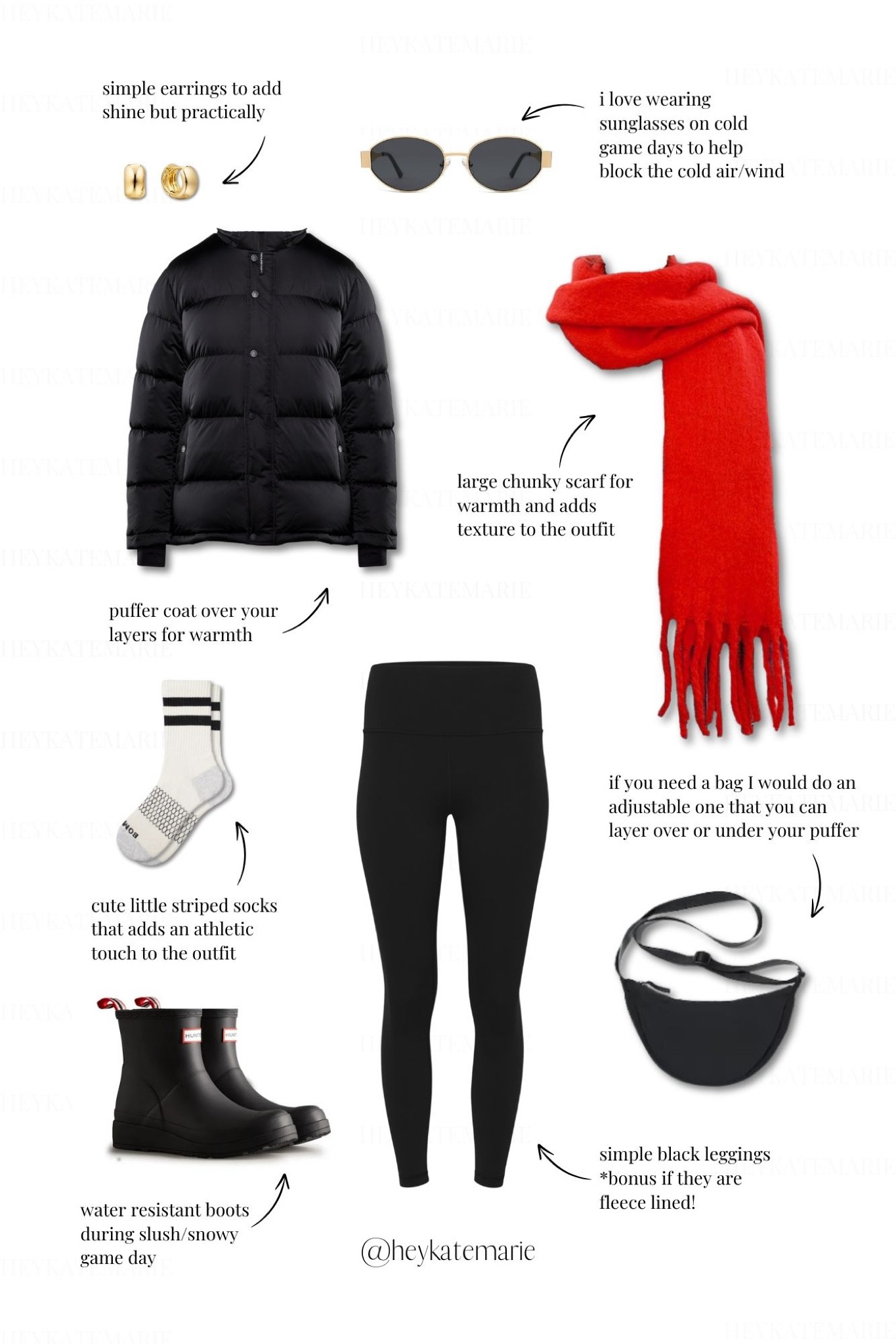 Winter Game Day Outfit ft. Aritzia Super Puff coat and black leggings. Pop of red with a red chunky scarf. Adding in sporty crew socks from Bombas. As for accessories I paired gold simple earrings, Hunter boots in black for slushy game day walks and a simple adjustable black belt bag  


#gamedayoutfit #tailgateoutfit #gamedaystyle #footballoutfit
#wintergameday #ohiostate

#LTKU #LTKStyleTip #LTKFindsUnder50

#LTKFindsUnder100 #LTKShoeCrush #LTKBacktoSchool

#LTKStyleTip #LTKShoeCrush #LTKSeasonal