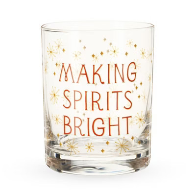 Blush Making Spirits Bright Rocks Glasses, 12 oz Festive Whiskey Glasses with Gold Snowflake Design, Holiday Cocktail Glassware, Set of 1 | Target