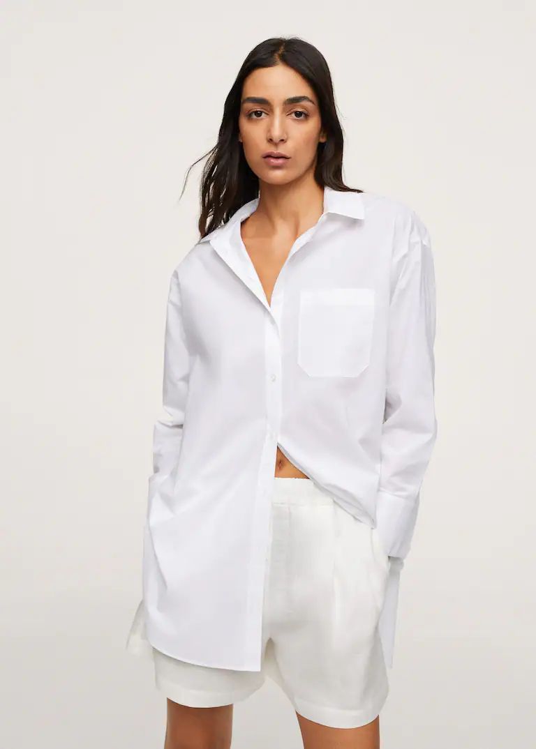 Chest-pocket cotton shirt | MANGO (UK)