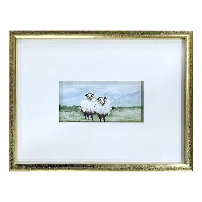 Glass Framed Sheep Print Wall Art, 17x13 | At Home