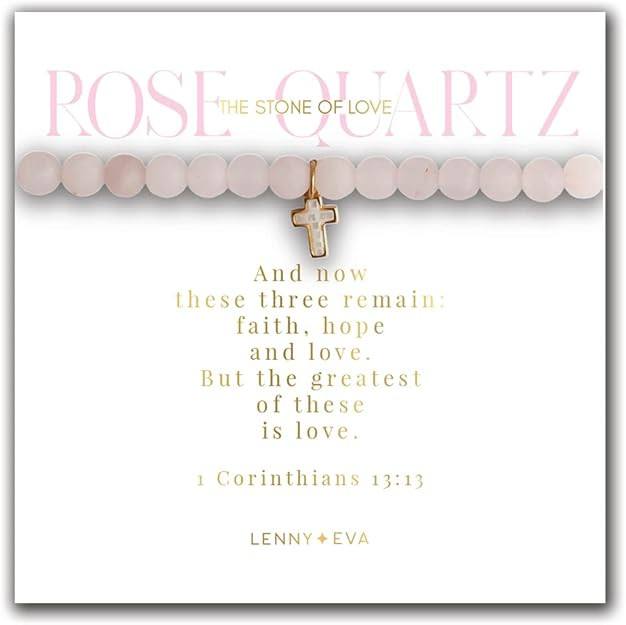 Lenny & Eva Symbolic Stones Rose Quartz Bracelet Stretch Adjustable Bracelet with Inspirational Q... | Amazon (US)