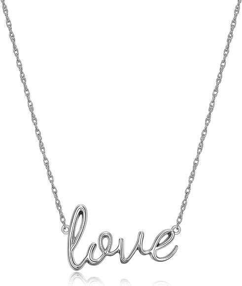 MORGAN & PAIGE Dainty Statement Necklace for Women, Sterling Silver Pendant with Cursive Letters,... | Amazon (US)