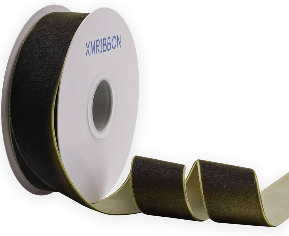 Olive Green Velvet Ribbon Single Sided,1 1/2 Inch by 10 Yards Spool | Amazon (US)