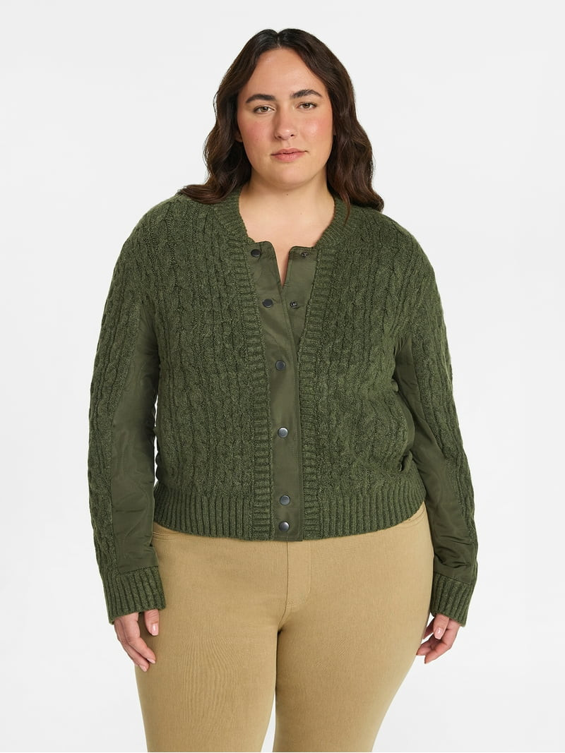 Time and Tru Women's Snap Front Sweater, Sizes XS-XXXL | Walmart (US)
