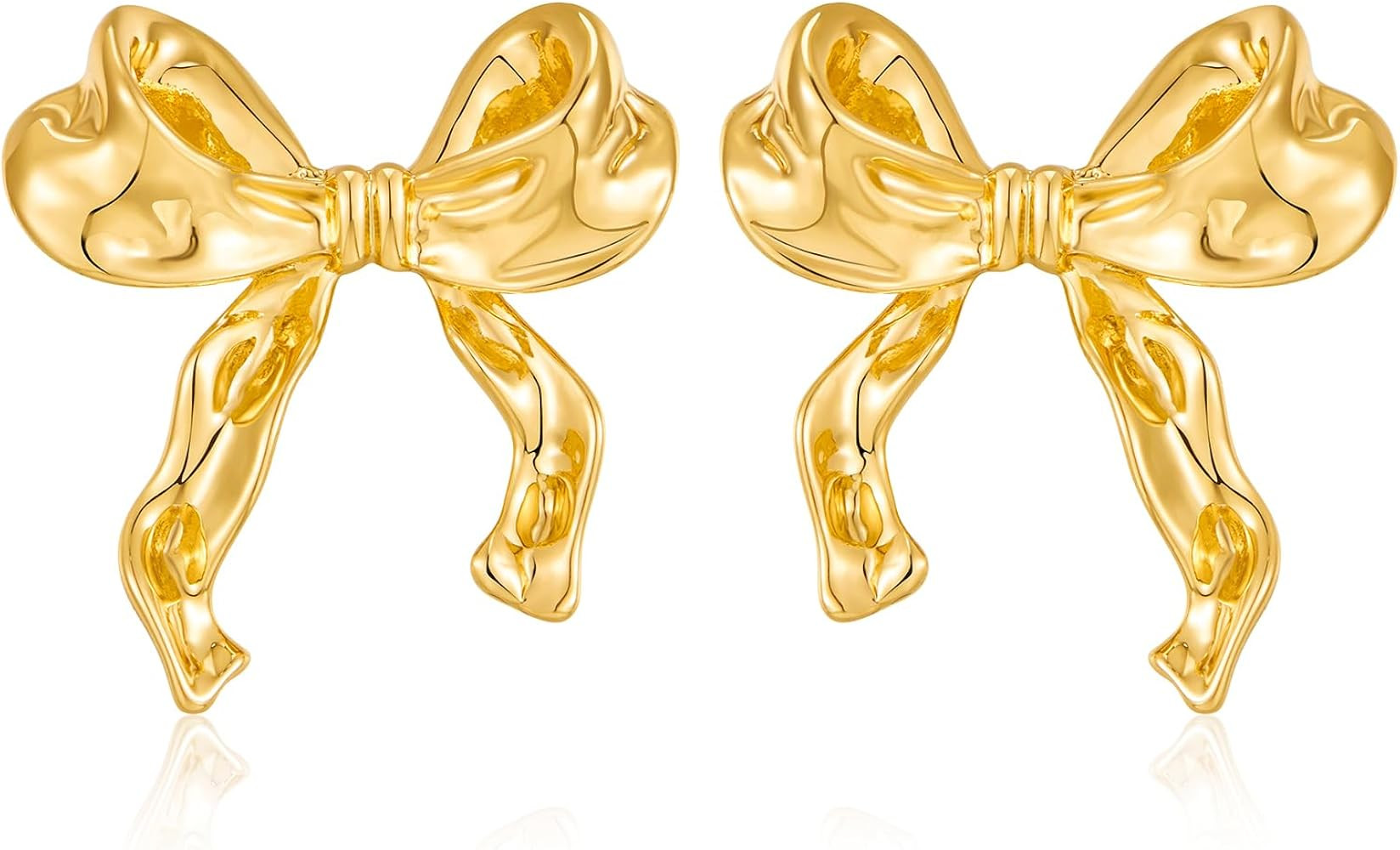 Gold Silver Bow Earrings for Women Classic Ribbon Bow Stud Earrings Cute Bowknot Earrings | Amazon (US)