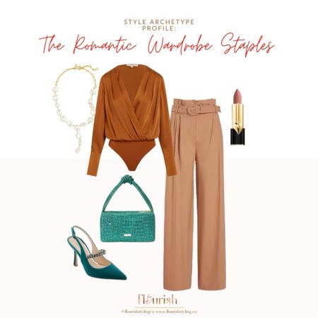 The swoosh of a wide leg trouser paired with a silky surplice top is the perfect weekday vibe for a Romantic. Paired with a statement slingback and matching sparkly bag speaks volumes. 
#romantic #elevatedstyle #sparkleing

#LTKstyletip #LTKSeasonal #LTKHoliday