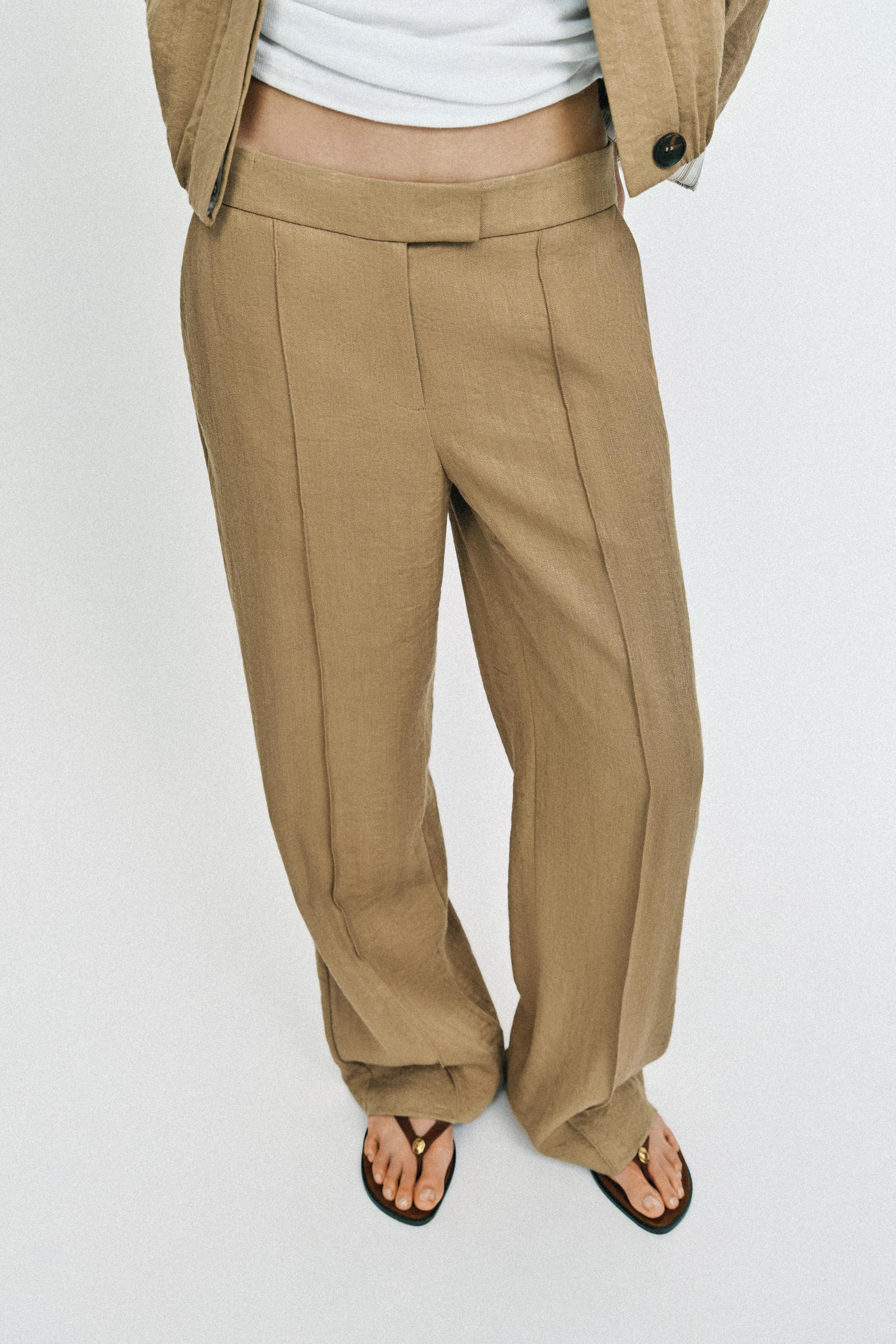 PIN TUCK STRAIGHT LEG PANTS | Zara US