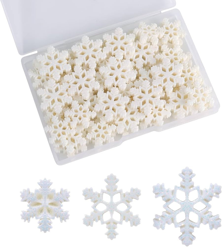 60pcs Resin Snowflakes for Crafts, 3 Sizes Tiny Resin Snowflakes Christmas Snowflake Decorations ... | Amazon (US)