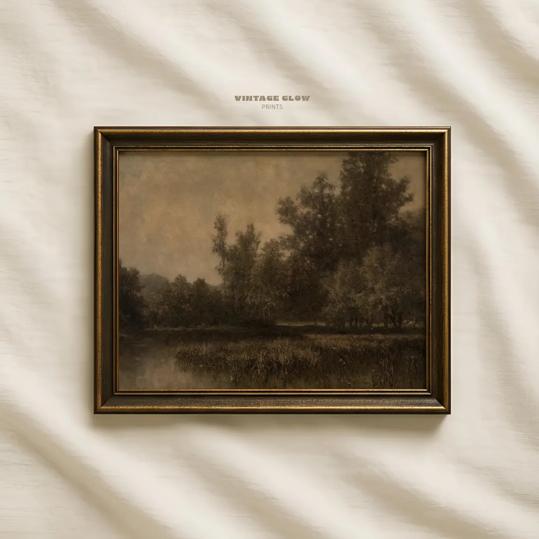 Moody Fall Landscape Print | Vintage Autumn Wall Art | Rustic Farmhouse Decor | Digital Download ... | Etsy (US)