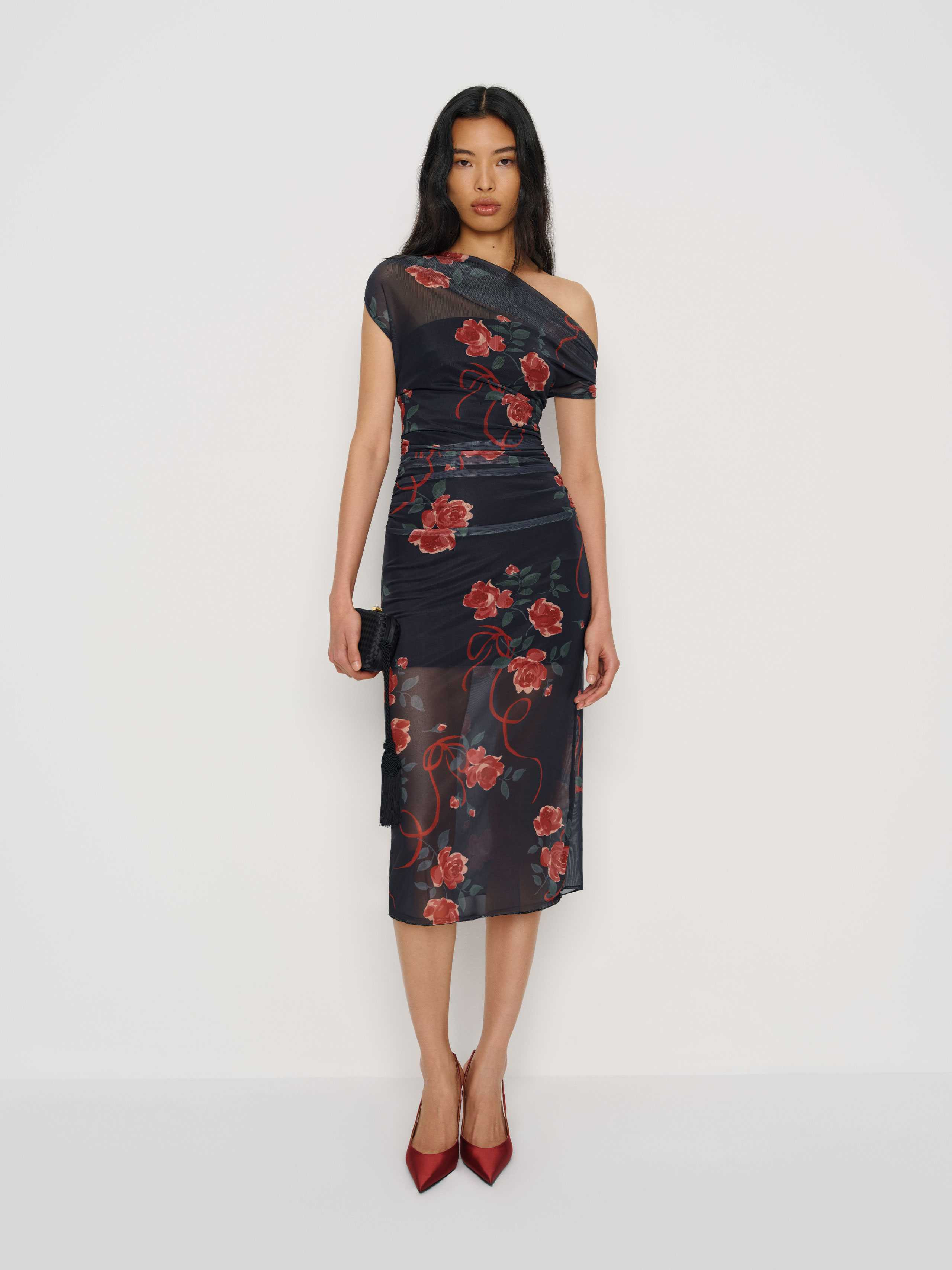 Reformation Adrielle Knit Dress Black Medium | Reformation (Global)