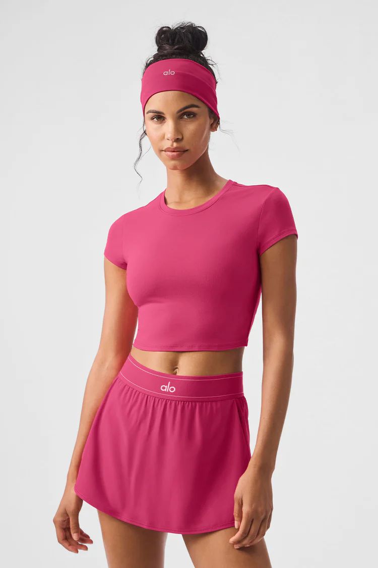 Alosoft Crop Finesse Short Sleeve - Pink Summer Crush | Alo Yoga