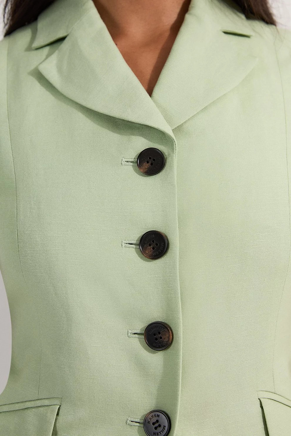 Viscose Linen Tailored Waistcoat | Karen Millen UK + IE + DE + NL