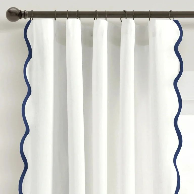 Lush Decor Coastal Chic Scallop Edge Window Curtain Panels Navy/White 52X84 Set | Walmart (US)