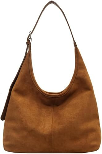 Slouchy Hobo Bags Women Suede Slouchy Bag Work Bags Satchels Shoulder Bag Office Tote Handbag Coffee (Brown-B) | Amazon (US)